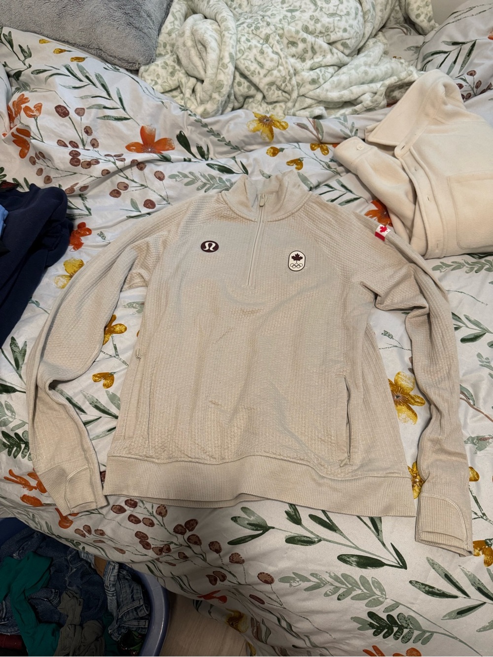 Lululemon Team Canada Beige Quarter-Zip Pullover